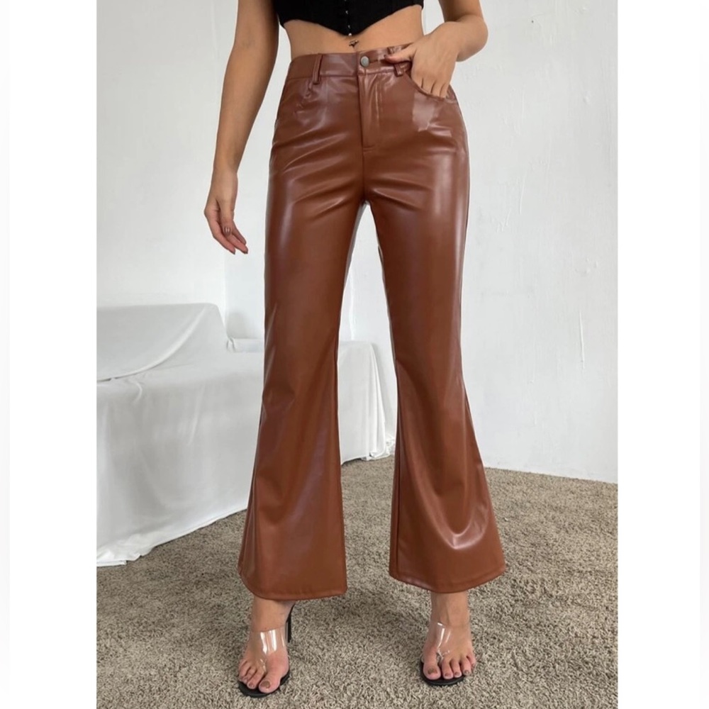 PU Leather Flare Pants